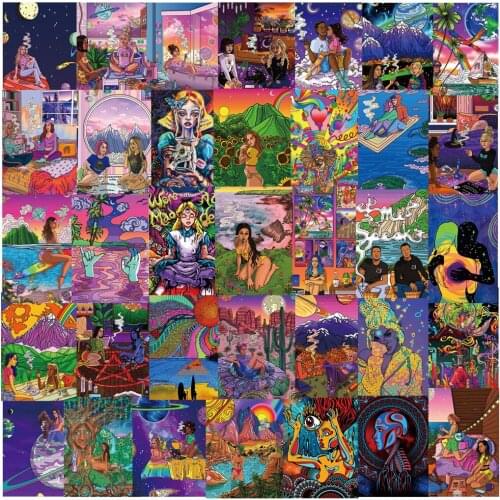 10/30/50/100PCS Purple Steam Wave Cool Stickers Aesthetic Skateboard Fridge Motorcycle Luggage Phone Bike Graffiti Sticker Toy