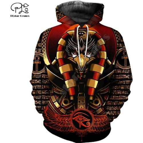 Men ancient egypt horus god print 3D india native Hoodie women unisex vintage Sweatshirt zipper pullover tracksuit hooded