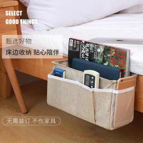 Creative Dormitory Storage Bag Multi-purpose Bed-mounted Cotton And Linen Box Desk Clutter Storage Basket