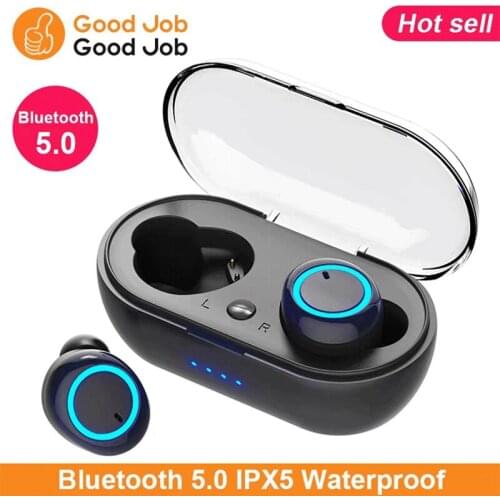 IPX5 Waterproof Bluetooth 5.0 Fingerprint Touch Earphones HD Stereo Wireless Headphones Noise Cancelling Gaming Headset