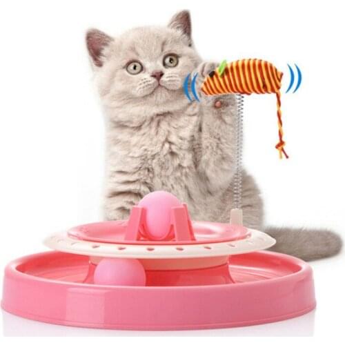 Cats Turntable Eduactional Funny Crazy Amusement Plate Mouse Spring Cat Toys Cat Turntable Pet Interactive Toys Pets Supplies