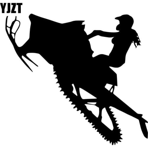 YJZT 16.7CM*15.4CM SNOWMOBILE CHICK Vinyl Decal Decoration Car Trunk Car Stickers Black/Silver C31-0547