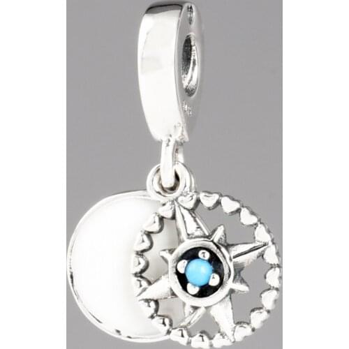 Authentic 925 Sterling Silver Blue Compass Follow Your Dreams Dangle pandora Charms Fit Original Bracelet For Women DIY Jewelry