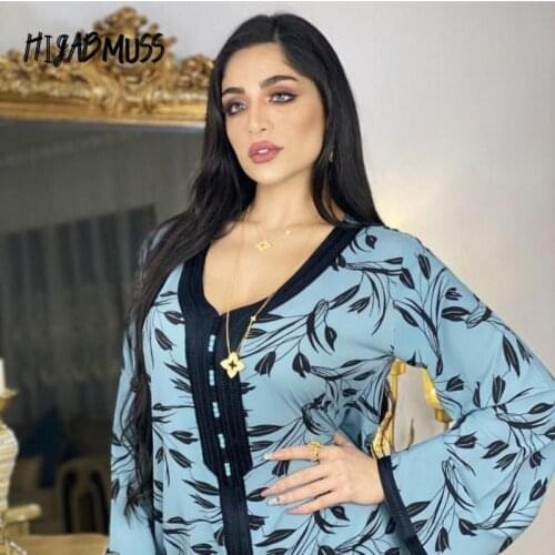 Abaya Dress For Women 2021 New Pink Floral Ribbon V Neck Long Sleeve Jalabiya Turkey Arabic Clothes Plus Size Dress For Women