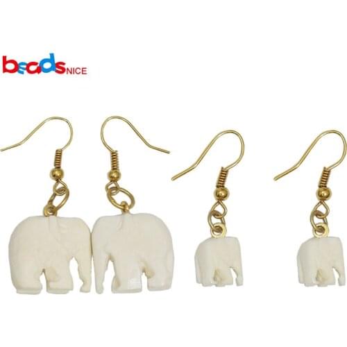 Beadsnice ID39762smt2 Gold-Filled Ivory Elephant Animal Earrings Best GIft For Wedding Diy Fine Jewelry