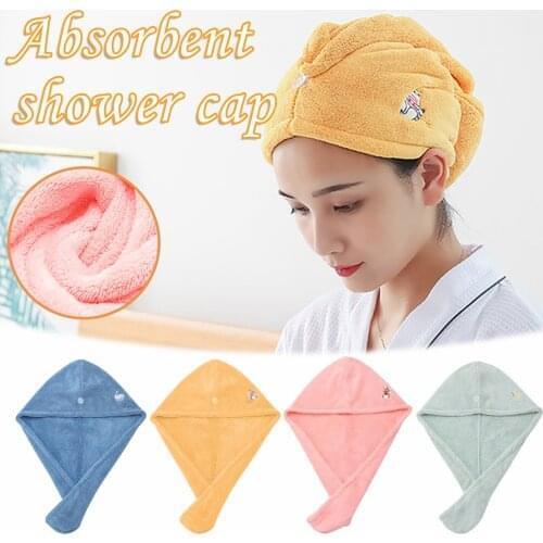 1pc Embroidered Hair Dryer Cap Super Absorbent Dry Hair Towel Fast Drying Dryer Towel Bath Wrap Hat Hair Quick-Drying Artifact