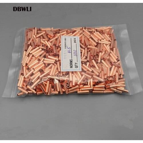 1000PCS φ2.5 mm 2.5mm2 GT-2.5 Copper connecting pipe wire joint small copper tube Copper Connection Tube Wire Connector