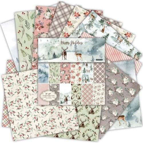 12 Sheets happy holiday Scrapbooking Pads Paper Origami Art Background Paper Card Making DIY Scrapbook Paper Craft