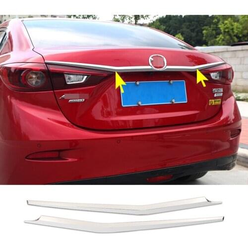 2pcs For Mazda 3 Axela 2014-2018 Sedan ABS Chrome Rear Tail Trunk Lid Molding Cover Trim Auto accessories