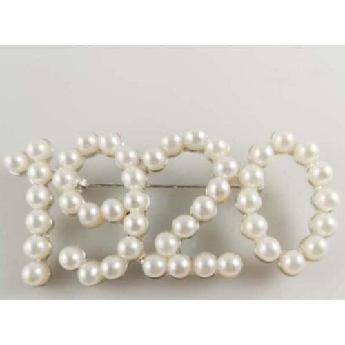 3inch size ZETA PHI BETA Pearl Brooch Lapel Pin Jewelry