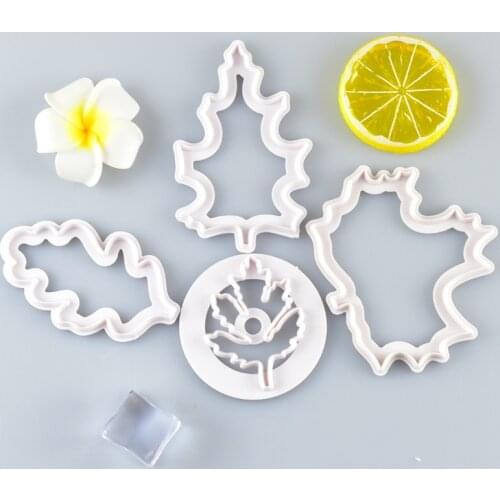 4PC Leaf Mold Cookie Cutter Cake Decoration Chocolate Fudge Mold Baking Cake Pastry Mold Kitchen Accessories