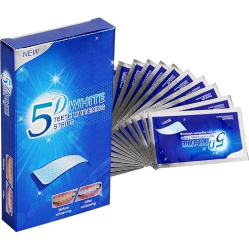 5D Gel Teeth Whitening Strips Oral Hygiene Care Double Elastic Tooth Bleaching Strips False Teeth Veneers Dental Whiten Tools