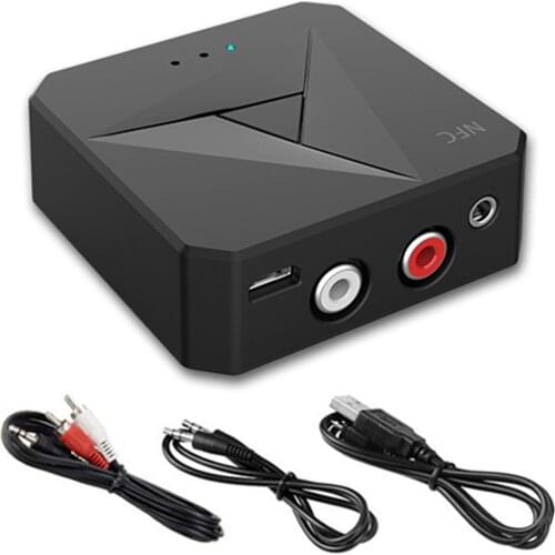 Bluetooth 5.0 Wireless Receiver Transmitter 3.5mm AUX Jack RCA Music Audio Adapter Handsfree Call Mic NFC Car Kit For TV Auto ON