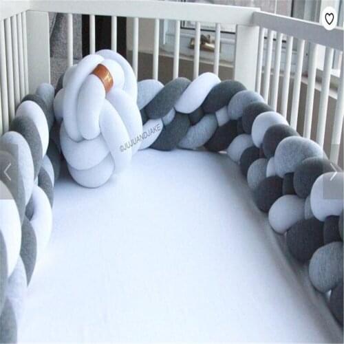 Baby Bed Bumper Knot Pillow Cushion for Boys Girls Four Braid Baby Cot Bumper Crib Protector