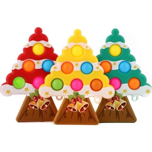 Dimple Fidget Toy Silicone Christmas Tree Push Bubble Sensory Toy Anti-stress Relaxing Fidget Autism Toys Stress Relieve