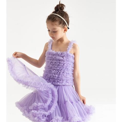 Baby girls Ruffle tutu dress Children petti dress Fluffy tulle Birthday party princess pettiskirt dress Ball gown Dance wear