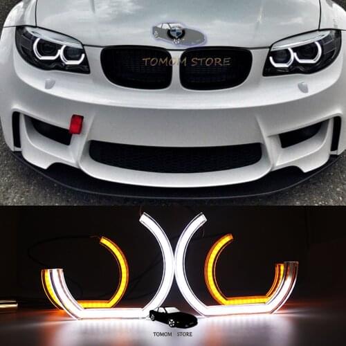 For BMW 1 series E81 E82 E87 E88 E90 M5 E60 Vorfacelift LCI angel eyes halo ring kits auto headlight white yellow lights lamp