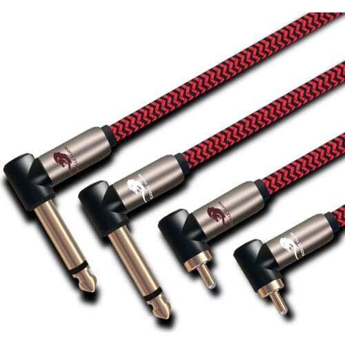 Dual 1/4" Jack to Dual RCA Audiophile Audio Cable for Amplifier Mixer PC Angled 2*RCA to 2*6.35mm Braided Cable 1M 2M 3M 5M 8M