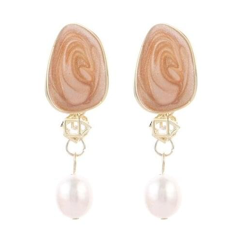 ELEGANCE11 Winter Kpop Earrings with pearls Shell Shape Pendant Jewelry Female Earrings Christmas Gift for Women