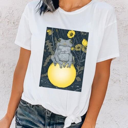 T shirts Women Summer Cute Cartoon Frog Tee Tshirt femme 90s White Female T-shirt Harajuku Casual Graphic Ladies tshirt 2021