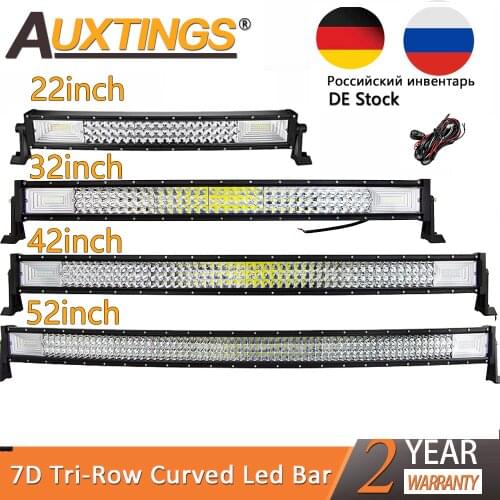 Auxtings Tir-Row 22" 32" 42" 52" inch Curved Led Work Light led bar 12V 24V 4x4 Truck ATV Car Roof Offroad Driving Light Bar