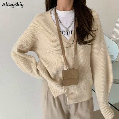 Cardigans Women 5 Colors Spring Casual All-match Students Elegant Batwing Sleeve V-neck Knitted Ladies Outerwear Loose Mujer Ins