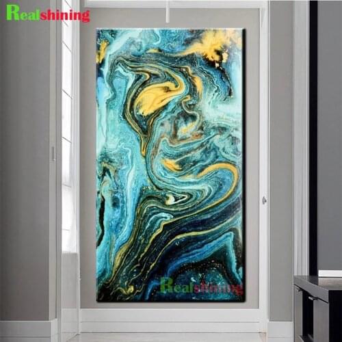 Large Size paintings room Decoration Abstract Blue Gold Waves diamond painting Full Square Round Mosaic Diamond Embroidery N2325