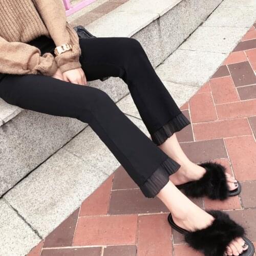 Maternity Leggings Lace Flare Pants Wide Leg flared pencil Pant Pregnant Women Clothing Black ankle Trousers
