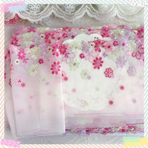 1 Yard Light Yellow Purple Pink Color Bowknot Flower Embroidered Lace Fabric Trim Ribbons DIY Sewing Handmade Materials 18cm