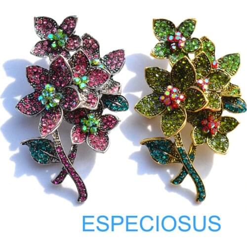 Fashion Jewelry Multi Color Rhinestone Anti Gold Color Brooch Lady Gifts Ornament Painted Flower Breast pin Accessory Garments