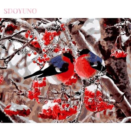 SDOYUNO diy painting by numbers with frame for adults bird animals acrylic paints for painting on canvas art supplies HandPaint