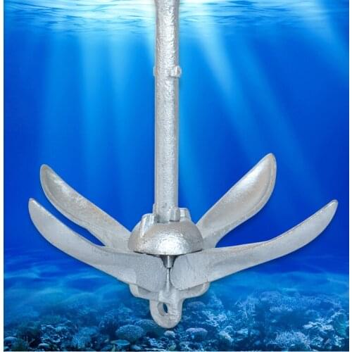 Inflatable Boat Anchor Galvanized 1.5Kg Foldable Carbon Steel Kayaking Anchor Delivery Line 20m Anchor Rope Boating Anchor