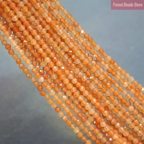 Faceted Natural Stone Red Aventurine Jaspers Round Loose Spacer Beads for Jewelry Making DIY Bracelet Necklace 15'' Inch 2mm/3mm