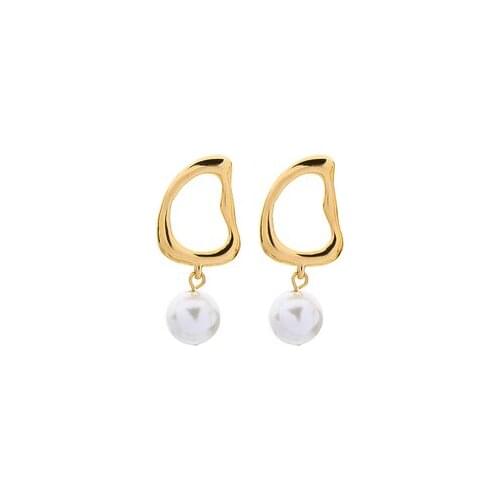 Wholesale 10 pair / lot fashion jewelry high quality gold metal korean pearl earrings