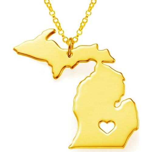 Popular in Europe and the United States, Michigan map necklace stainless steel necklace friends gift