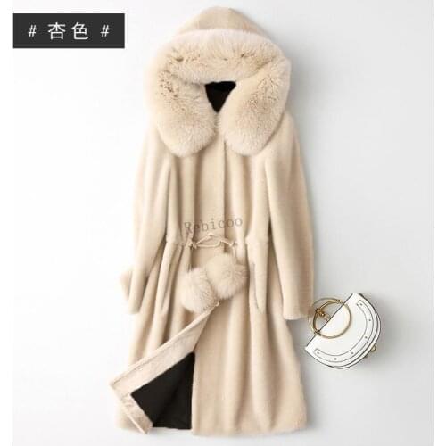 Fake raccoon fur woman parkas coat with big large collar and rabbit fur liner thick warm waterproof parka