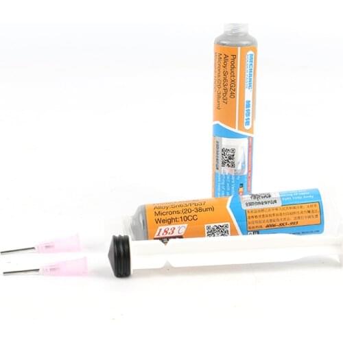 HK MECHANIC 2pcs XG Z40 + Needle + Squeeze Tube BGA Solder Flux Paste Soldering Tin Cream Sn63/Pb37 25-45um XG-40