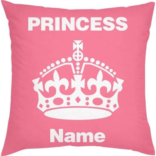 Personalized Pink Princess Crown Design Cushion Cover Case Custom Name Printed Throw Pillow Case Covers for Girls Xmas Gift 18"