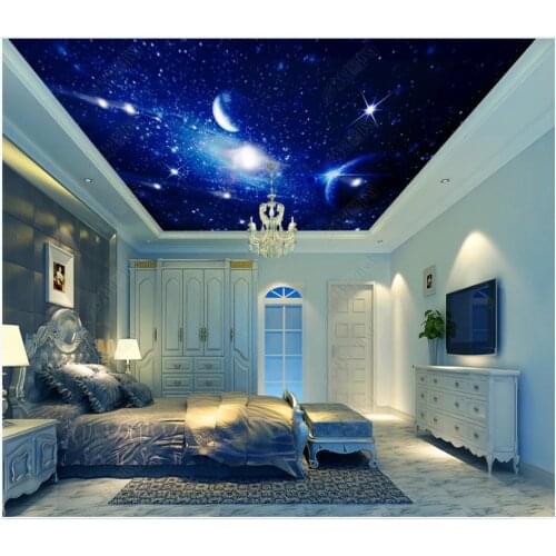 Custom ceiling wallpaper for walls 3 d zenith murals Beautiful Modern Cosmic space starry sky planet ceiling mural decor