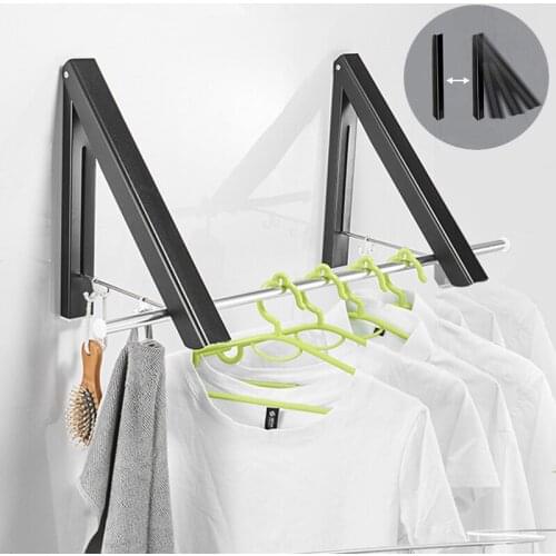 Portable Folding Clothes Hanger Balcony Wall-mounted Drying Rack Retractable Invisible Clothes Rail