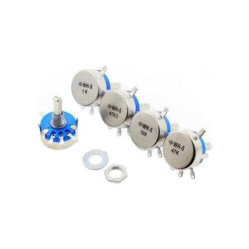 WH5-1A 470 1K 1K5 4K7 10K 22K 47K 100K 220K 470K 1M ohm 3-Terminals Round Shaft Rotary Taper Carbon Potentiometer