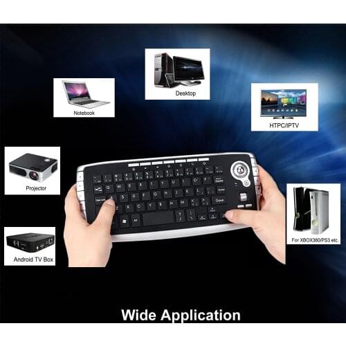 E30 2.4GHz Wireless Keyboard with Trackball Mouse Scroll Wheel Remote Control for Android TV BOX Smart TV PC Notebook