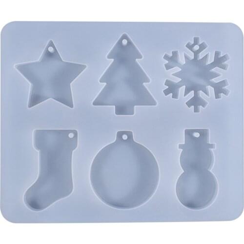 Christmas Pendant Silicone Mold Snowman Boots Bell Resin Mould Resin Aproxy Silicone Mold Tools for Party Decor Ornament