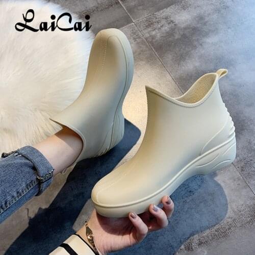 Boots Womens Japanese Fashion Rain Short Rain Boots Warm with Velvet Raining Shoes Low-Top Rubber Boots Non-Slip Car Wash Shoes