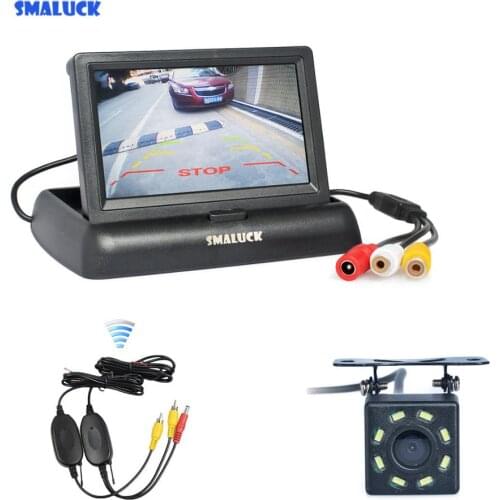SMALUCK Wireless 4.3" Car Reversing Camera Security Kit Car Monitor LCD Display 8 x LED Color Night Vision Car Rear View Camera
