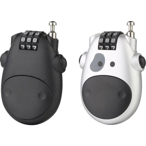 Universal Cartoon Cow Anti Theft Bicycle Helmet Password Lock Portable Telescopic Bicycle Padlock Suitcase Wire Rope Locks