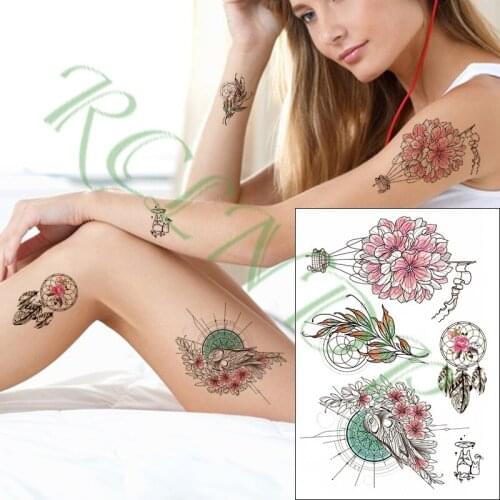 Waterproof Temporary Tattoo Sticker flower balloon Totoro ethnic jewelry rose bird feather Fake Tatto Flash Tatoo for girl Men
