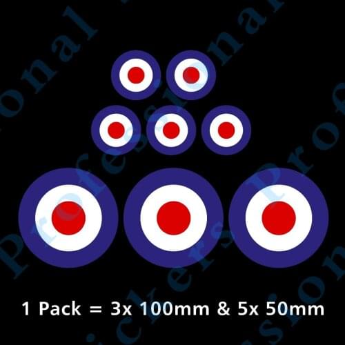 Funny RAF MOD Roundel Target Stickers - Van, Car, Scooter, Vespa, Royal Air Force Motorcycle Vinyl Stickers for Car Motos