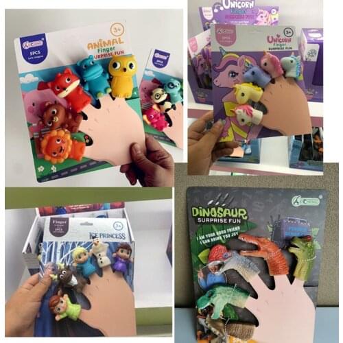 Frozen Baby Finger Toys Puppet Cute Animals Finger Surprise Fun Panda Dinosaur Action Figure Model Kids Play House Toy Props