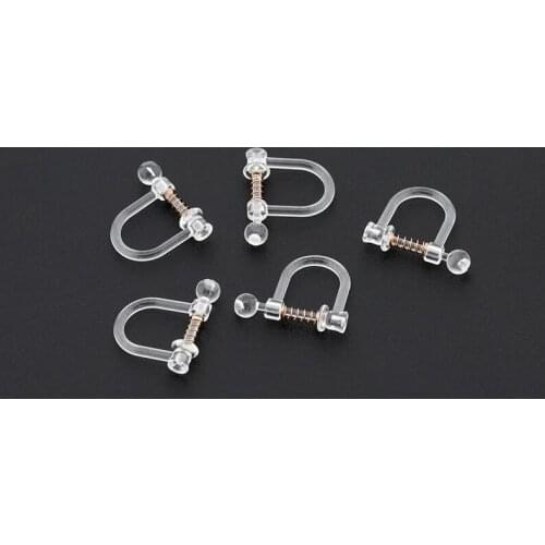 20pcs Transparent Ear Clip For Jewelry Making Clear Resin Spring Pearl Ear Clip DIY Earrings Accessories